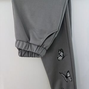 Kids Gray Butterfly Print Joggers